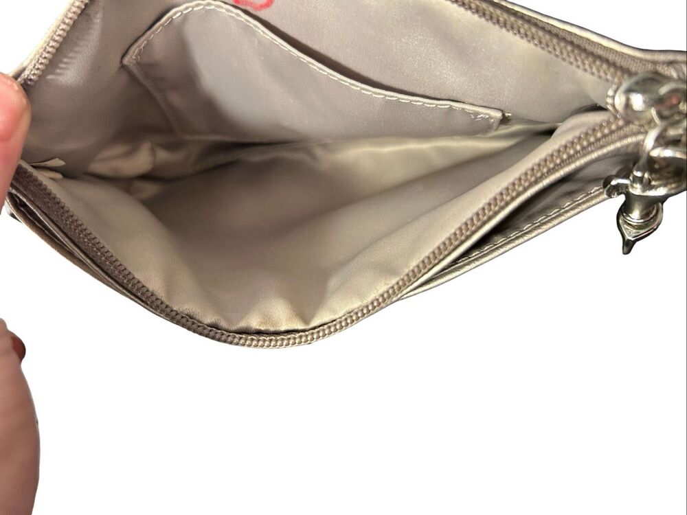 Coach Metallic Pewter Leather Wristlet with Red Tag GUC - Picture 8 of 9